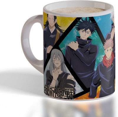 ECFAK Anime Themed Naruto Character Doodle Printed Premium Designer Ceramic Coffee Mug(350 ml)