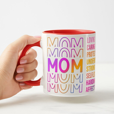Giftzyne Colorful MOM Gradient Print Gift for Mother’s Day, Birthday & Special Occasions Ceramic Coffee Mug(325 ml)