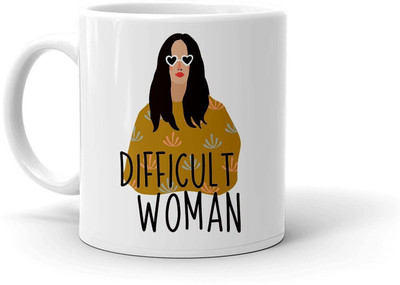 Clapcart Difficult Woman Design Print Ceramic Coffee Mug(350 ml)