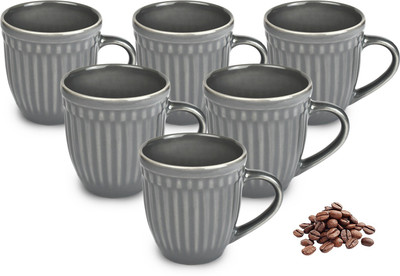 Urban Chef Listra Ceramic Handcrafted Shine- Microwave Safe Coffee / Milk with Handle Ideal Best For Self Use Or Gift for Friends, Anniversary, Birthday (Set of 6, 350 ML EACH) Ceramic Coffee Ceramic Coffee Mug(350 ml, Pack of 6)