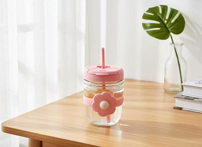 Adhunyk 400 ml Glass Sipper(Pack of 1, Multicolor)