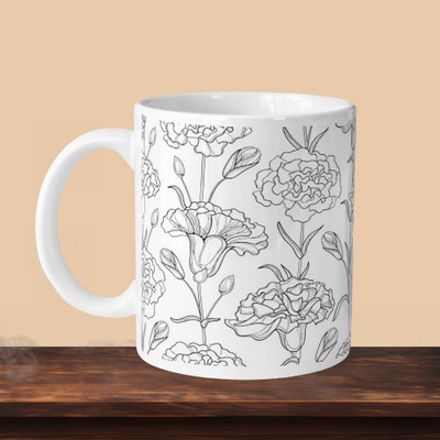 Print Ginnie 101_B/W Flower L Ceramic Coffee Mug(325 ml)