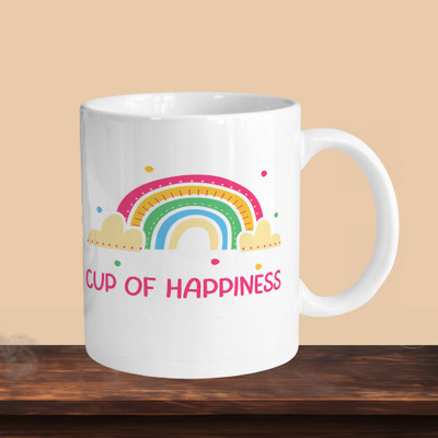 Print Ginnie 101_Cup Of Happiness Rainbow R Ceramic Coffee Mug(325 ml)