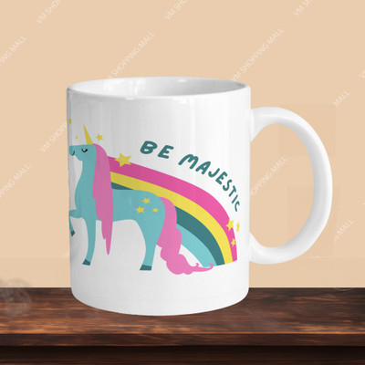 Print Ginnie 101_Perfect for Coffee and Tea - With Keychain VM Be Majestic L A Ceramic Coffee Mug(325 ml)