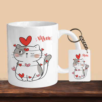 VM SHOPPING MALL Cat Meow R-R Ceramic Coffee Mug(330 ml)