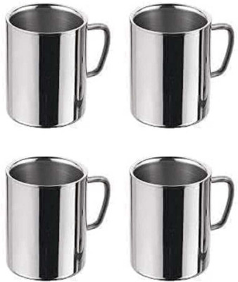 Shivom steel double wall coffe mug 4 pieces set Stainless Steel Coffee Mug(280 ml, Pack of 4)