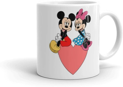 Mr UVD Micky And Minnie Sitting on Heart_MUGG Ceramic Coffee Mug(350 ml)