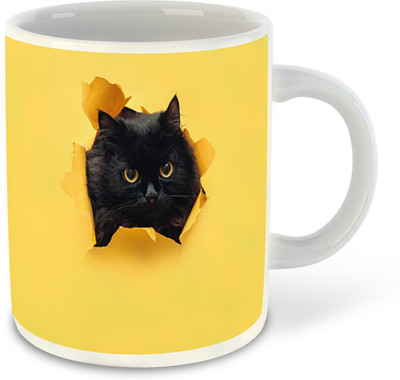 FLEXERSTYLE NEW2025-CSK Cat Lover White Ceramic Coffee With Coaster -D8 Ceramic Coffee Mug(325 ml)