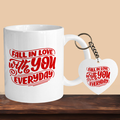 Printhorizon 101_Fall In Love With You R-H Ceramic Coffee Mug(330 ml, Pack of 2)