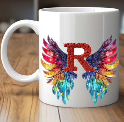 ADVIKA COLLECTION Ceramic Designer R Printed Microwave Safe Coffee/Tea Best Gift for Friends Ceramic Coffee Mug(350 ml)