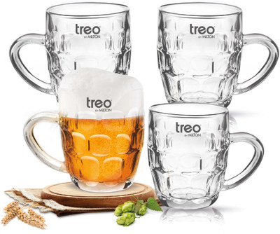 TREO Cascade Cool Glass Beer, Set of 4, 292 ml Each| Serve Whiskey | Wine | Juice Glass Beer Mug(292 ml, Pack of 4)
