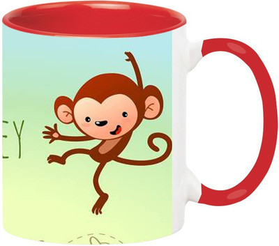 ARTBUG Monkey -979-Red Ceramic Coffee Mug(350 ml)