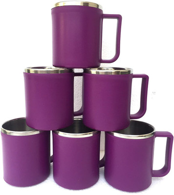 Super mom COFFEE MUG Stainless Steel, Plastic Coffee Mug(200 ml, Pack of 6)