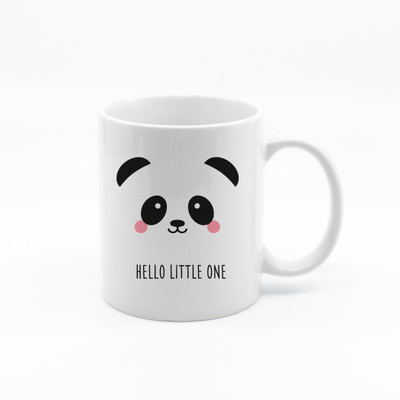 Madhut Hello Little One Panda Ceramic | Cute Printed Gift Cup” Ceramic Coffee Mug(325 ml)