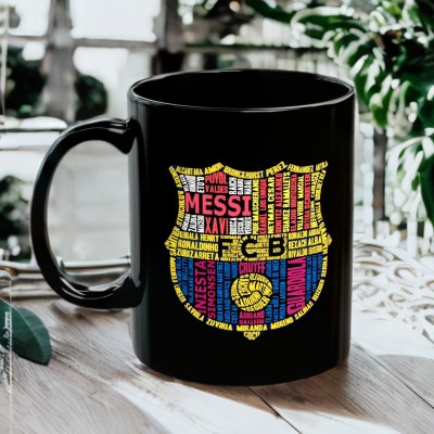 thehappybox Fcb bercelona football club printed mug black Ceramic Coffee Mug(350 ml)