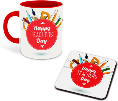 whats your kick new-wyk_Teachers Day Printed Red Coffee With Coaster- D20 Ceramic Coffee Mug(325 ml)