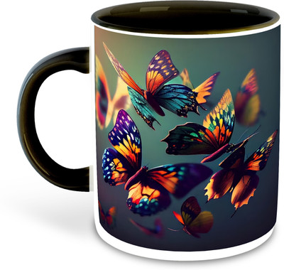 FLEXERSTYLE NEW2025-Butterfly Lover Printed Black Coffee-D3 Ceramic Coffee Mug(325 ml)