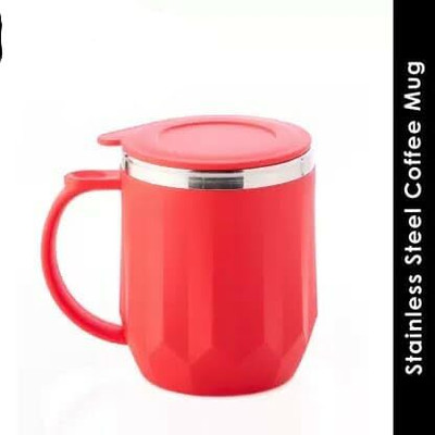 ORMAN Premium BPA-Free Coffee with Lid 400 ML Stainless Steel, Plastic Coffee Mug(400 ml)
