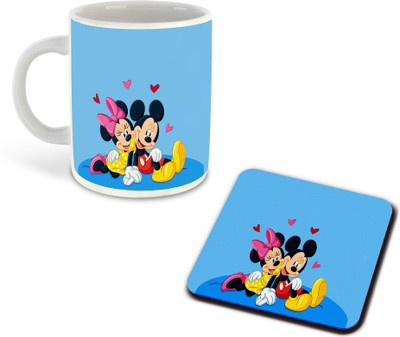 FLEXERSTYLE NEW2025-Mickey Mouse Printed White Coffee With Coaster - D2 Ceramic Coffee Mug(325 ml)
