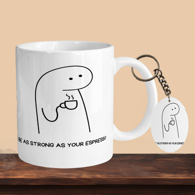 Hunter Studio 101_Be As Strong R-O Ceramic Coffee Mug(330 ml, Pack of 2)
