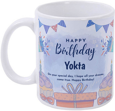 GIFTUATION Happy Birthday Yokta / Gift for Birthday Ceramic Coffee Mug(325 ml)