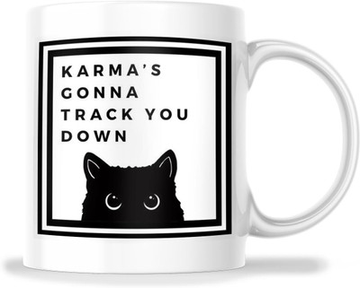 craft maniacs TAYLOR SWIFT KARMA TRACK PRINTED WHITE MUG FOR TAYLOR SWIFT LOVERS Porcelain Coffee Mug(330 ml)