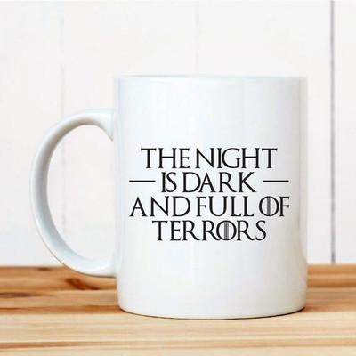 craft maniacs THE NIGHT IS DARK 330 ML WHITE MUG FOR GAME OF THRONES LOVERS Ceramic Coffee Mug(350 ml)