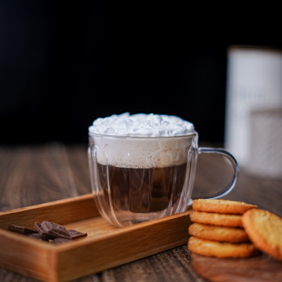Femora Double Wall Coffee 235ml (8 Ounces), (Pack of 1), Heat Resistant Glass Bath Mug(235 ml)