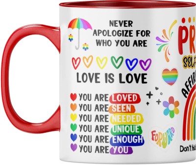 YuBingo Self-Acceptance - Love Who You Are Pride Gift, Red Inner & Handle Ceramic Coffee Mug(310 ml)