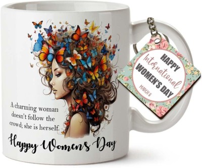 FirseBUY Women Day Quotes Coffee Cup with MDF Keychain - CK1RN058 Ceramic Coffee Mug(325 ml)