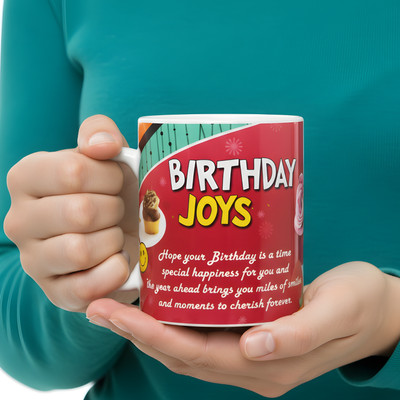 ZENVOK Premium Happy Birthday Cupcake Print Ceramic Coffee Mug(325 ml)