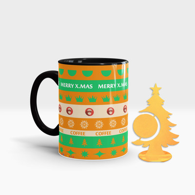 Fifth and Moon C-BLK-TREE-28 Ceramic Coffee Mug(320 ml, Pack of 2)