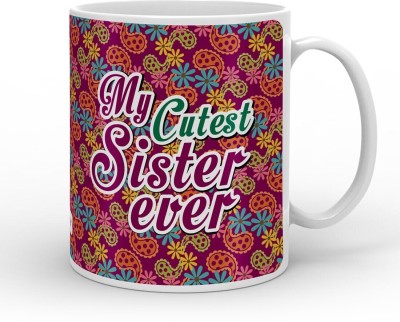 Indigifts Raksha Bandhan Gift Gifts for Sister, Birthday Gifts for Sister, Raksha Bandhan Gift, Rakhi Gift, Marriage Gift for Sister_S-MUGCRWH01RO11-SIS17011 Ceramic Coffee Mug(330 ml)