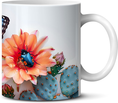 ICORA Floral Meadow Ceramic Coffee (330ml) | Artistic Print Tea Cup Ceramic Coffee Mug(330 ml)