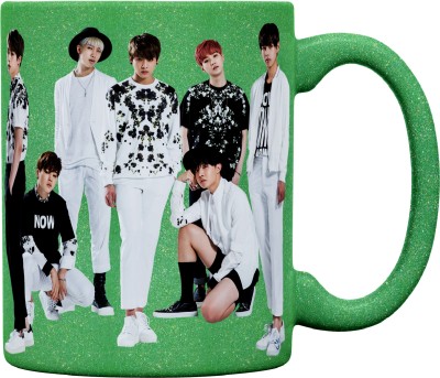 Plakasha creations Bts Coffee-MUG-048-GREEN Ceramic Coffee Mug(320 ml)