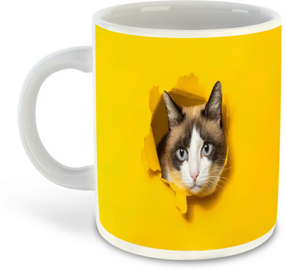 FLEXERSTYLE NEW2025-CSK Cat Lover White Ceramic Coffee Cup & -D6 Ceramic Coffee Mug(325 ml)
