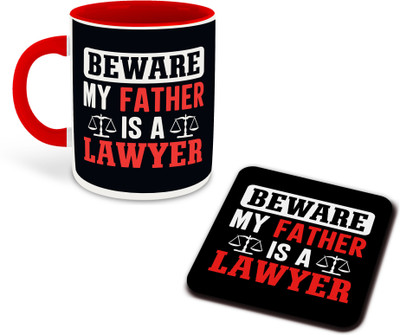 FLEXERSTYLE NEW2025-Motivation Lawyer Quotes Printed Red Coffee With Coaster - D9 Ceramic Coffee Mug(325 ml)