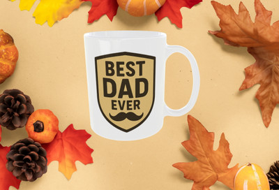 soanstar Best Dad Ever printed ceramic coffee mug for fathe Ceramic Coffee Mug(325 ml)