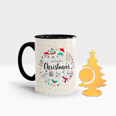 Fifth and Moon C-BLK-TREE-62 Ceramic Coffee Mug(320 ml, Pack of 2)