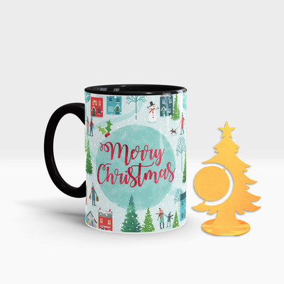Fifth and Moon C-BLK-TREE-60 Ceramic Coffee Mug(320 ml, Pack of 2)