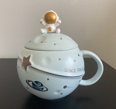 Keekos Astronaut Cup Space Embossed Planet, Cute Ceramic Coffee Ceramic Coffee Mug(400 ml)
