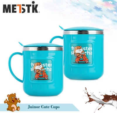 METSTIK Kids | Cup Stainless Steel, Plastic Coffee Mug(300 ml, Pack of 2)