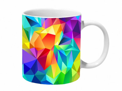 Mooch Wale Colorful Geometric Patterns Ceramic Coffee Mug(325 ml)