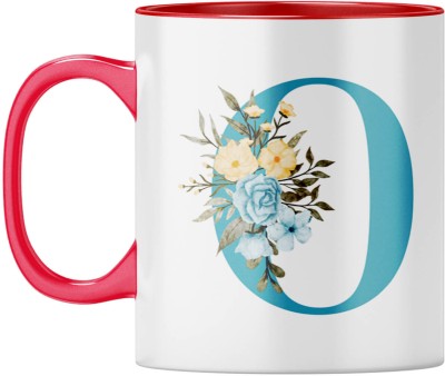 YuBingo Monogrammed O - Stylish Floral Gift, Red Inner & Handle Ceramic Coffee Mug(310 ml)