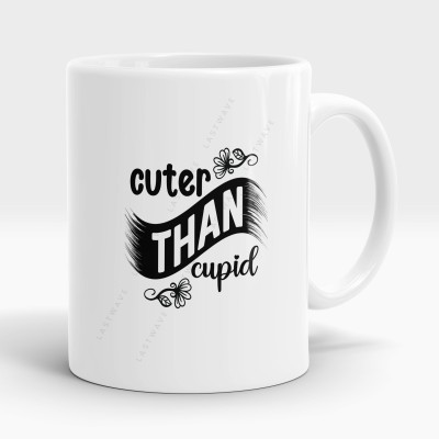 LASTWAVE Cuter Than Cupid Design 3, Graphic Printed Ceramic Coffee | Valentines day Ceramic Coffee Mug(325 ml)