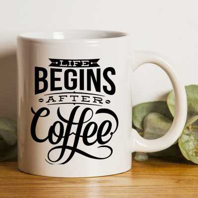 Shoppers Bucket Life Begins After Coffee Ceramic Coffee Mug(330 ml)