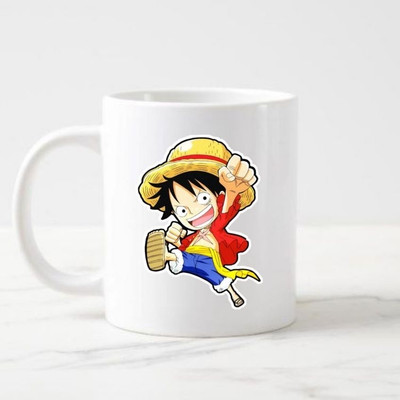 craft maniacs ONE PIECE LUFFY HURRAY POSTER 330 ML WHITE MUG FOR MONEY D LUFFY LOVERS Ceramic Coffee Mug(330 ml)