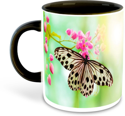 FLEXERSTYLE NEW2025-Butterfly Lover Printed Black Coffee-D17 Ceramic Coffee Mug(325 ml)