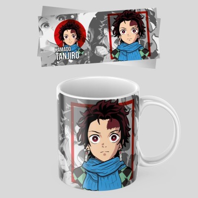 styletechy Demon Slayer Tanjiro Design Coffee - Premium Ceramic for Anime Ceramic Coffee Mug(350 ml)