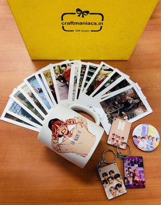 craft maniacs BTS V KIM TAEHYUNG 330 ML MUG WITH 16 LOMO CARDS & 3 WOODEN KEYCHAINS Ceramic Coffee Mug(350 ml)
